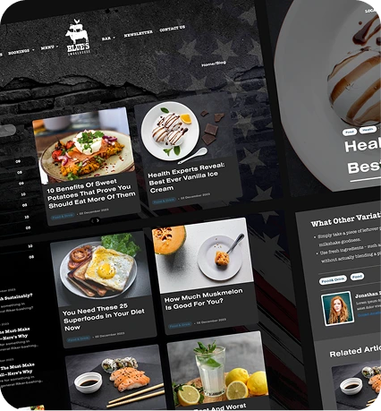 Visual of a restaurant website featured in Rankupper case study on B2B and B2C web development services.
